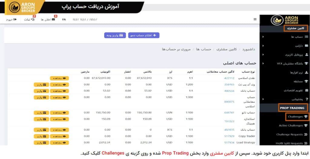 آموزش خرید حساب پراپ بروکر آرون